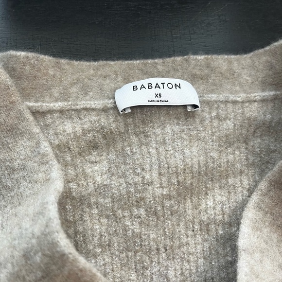 Aritzia Babaton Womens Camel Brown Ribbed Merino Wool Blend Cardigan Sweater XXS - Picture 8 of 12